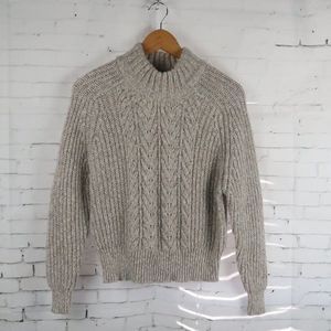 TIME AND TRU TAN & WHITE MOCK NECK LONG SLEEVE KNIT SWEATER SIZE XS